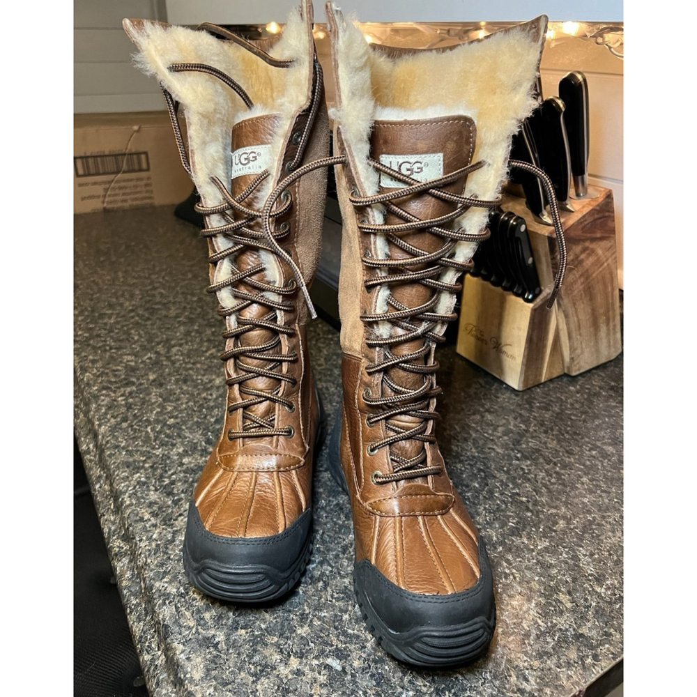 UGG Adirondack Tall Chestnut Leather Suede Boots - Picture 3 of 12